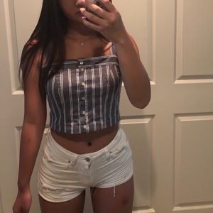 brandy melville button up stripped cropped tank